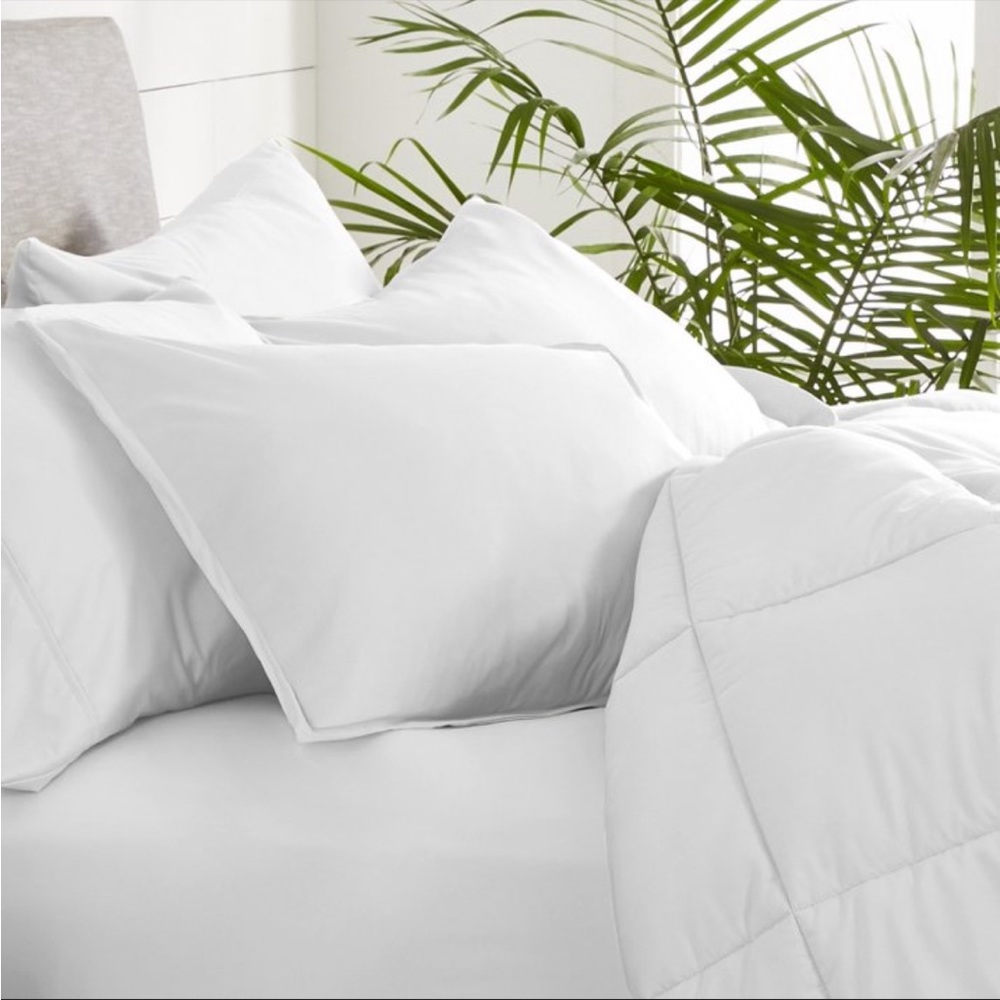 New Solid White Microfiber King Pillow Sham Set by Bare Home